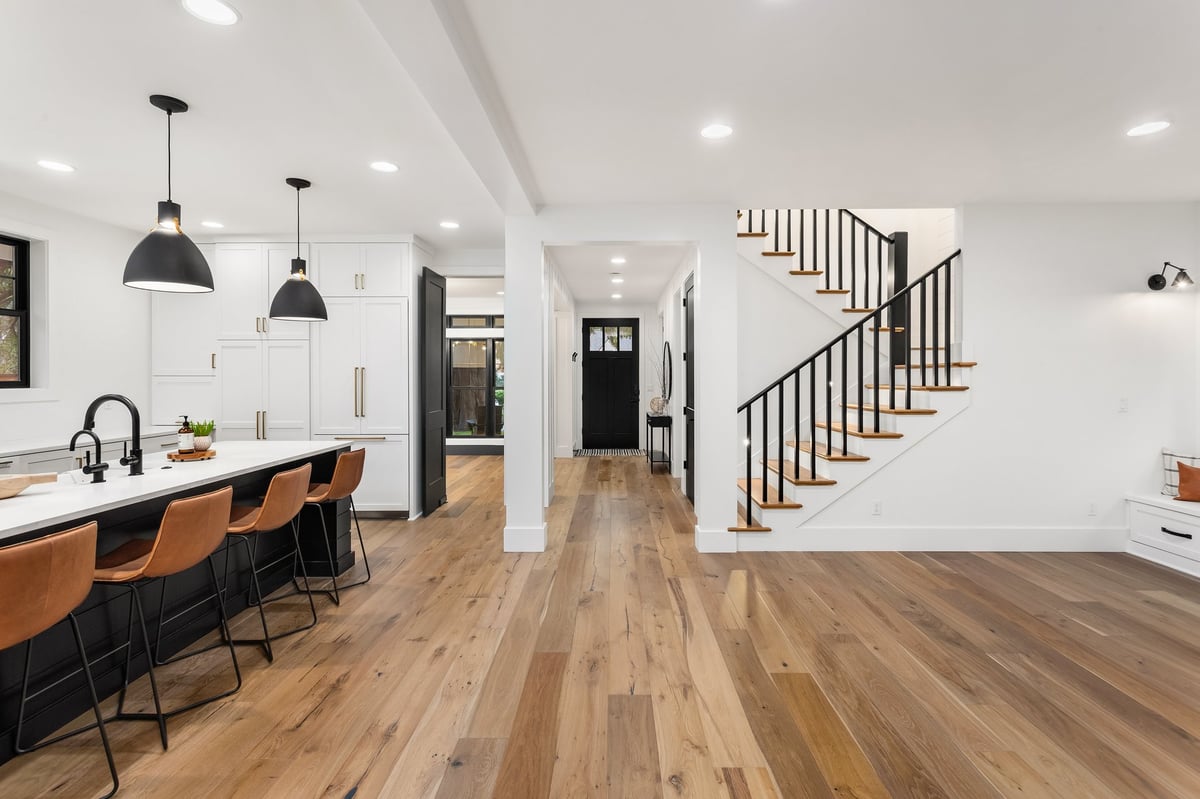 Luxury home interior with beautiful hardwood flooring